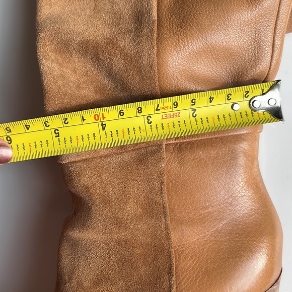 ALDO Boots leather & suede buttery soft knee high pull on camel - Picture 9 of 11